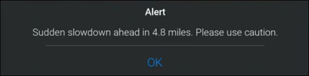 Slowdown alert message