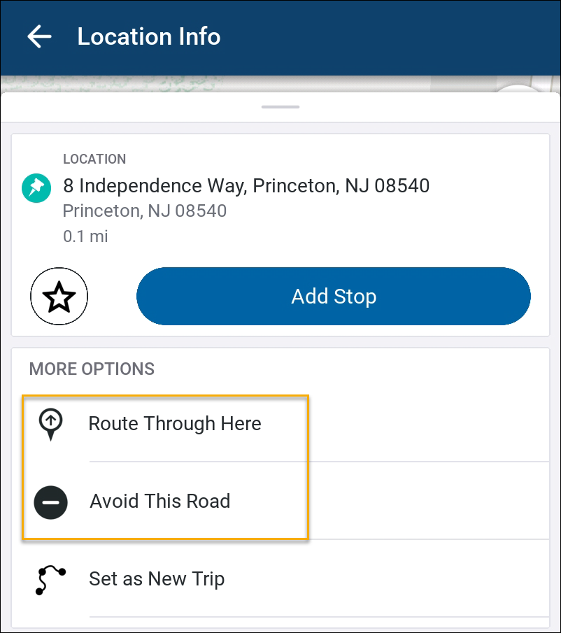 Location route through or avoid